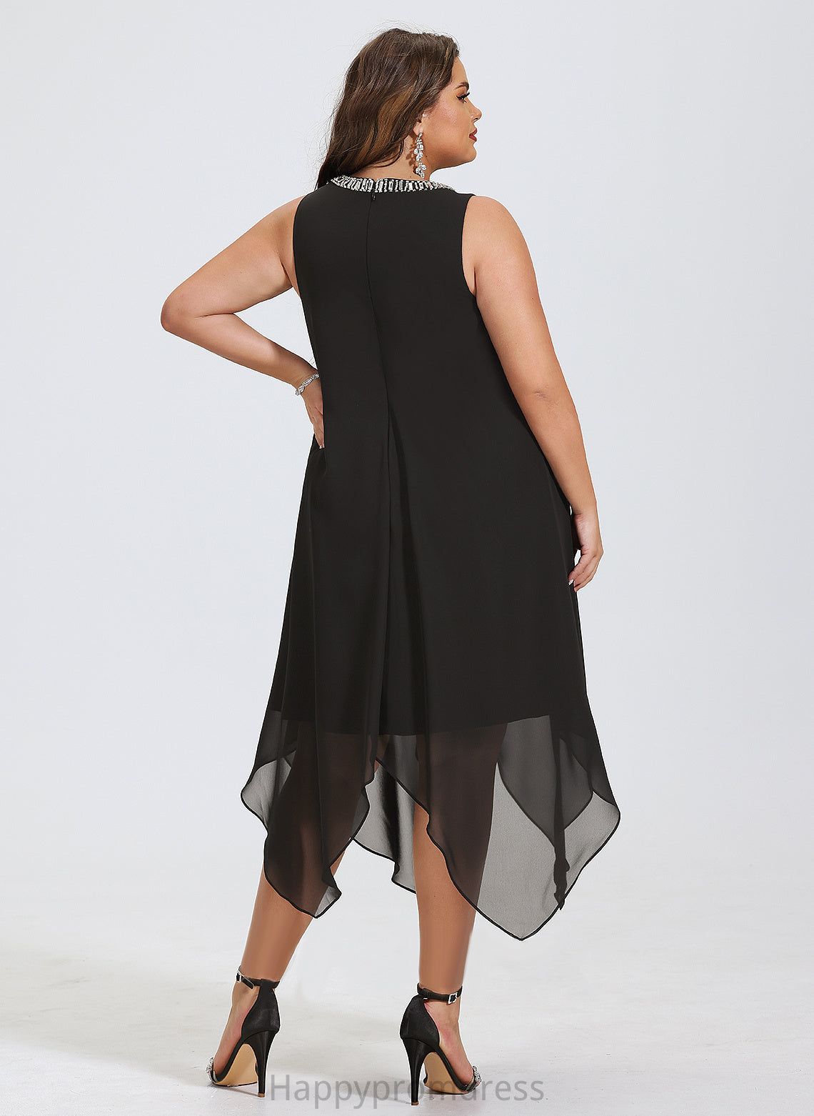 Neck Chiffon Asymmetrical Cocktail Dresses With Lucinda Dress Scoop A-Line Beading Cocktail