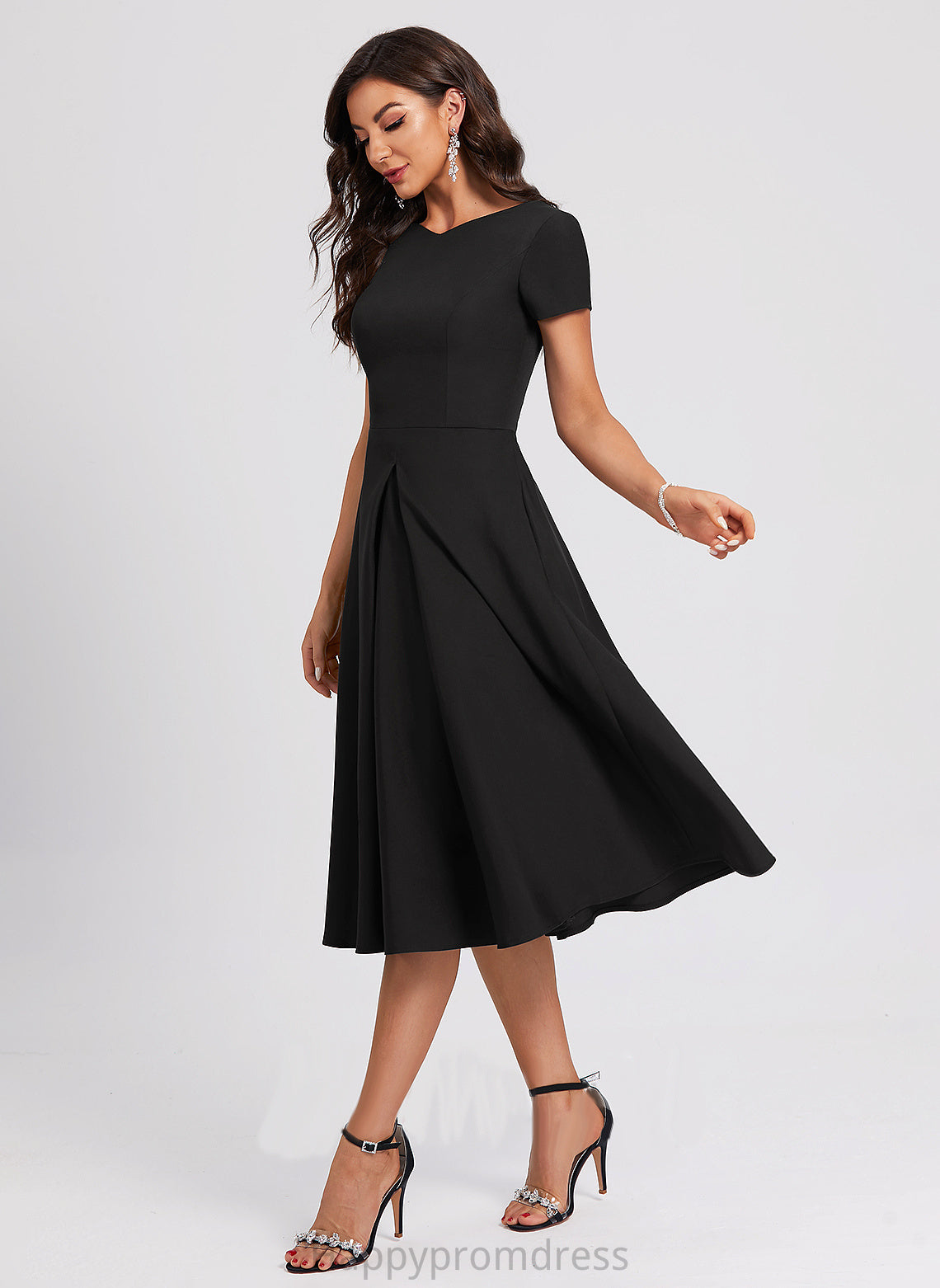 V-neck Dress Alexis Stretch Cocktail Dresses Cocktail A-Line Crepe Knee-Length