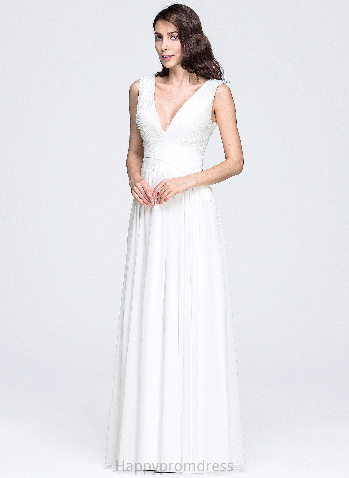 Wedding Dresses Dress With Pleated V-neck Floor-Length Chiffon Wedding Londyn A-Line