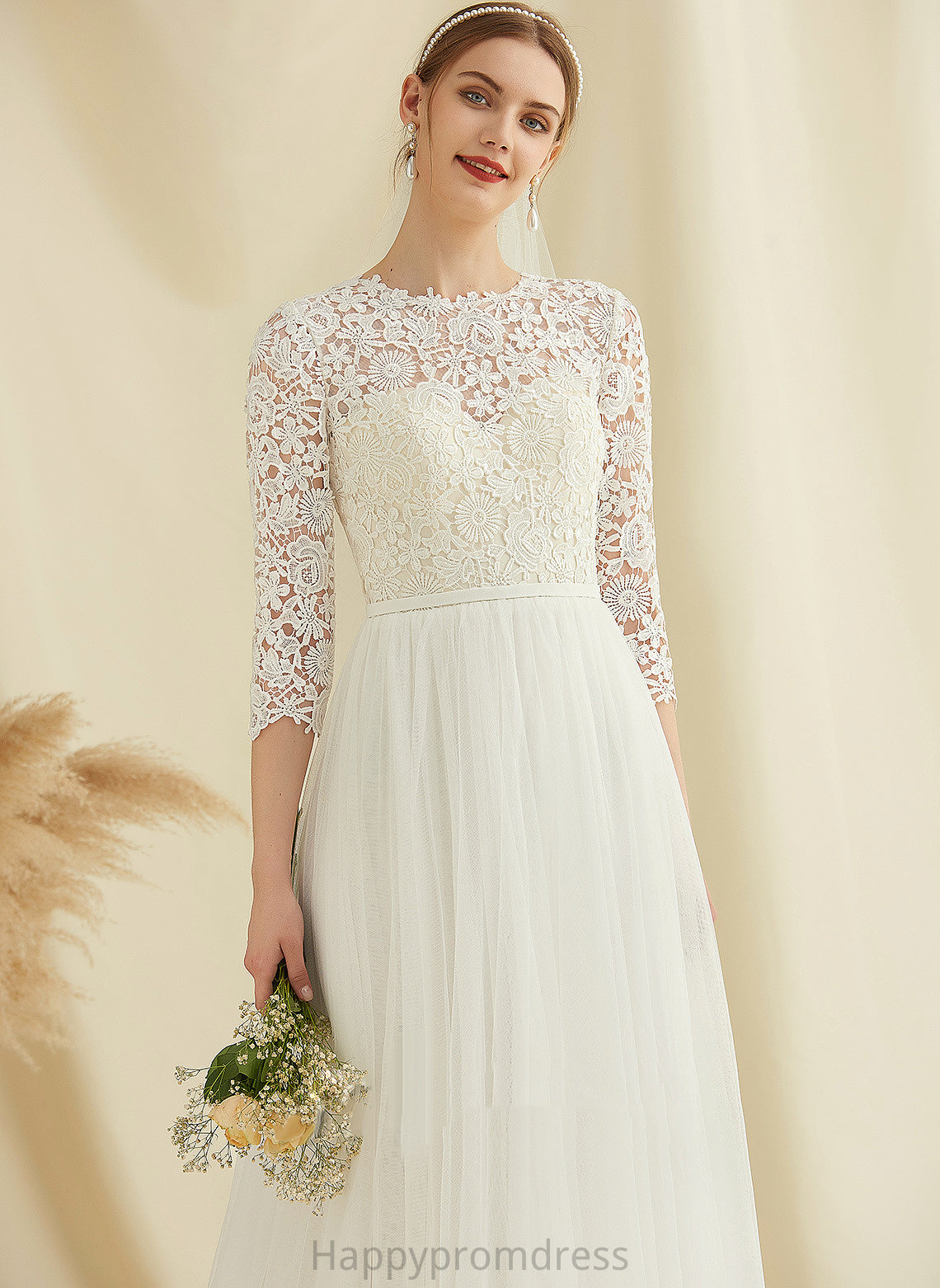 Train Sweep Lace Dress Wedding Brenna A-Line Tulle Wedding Dresses