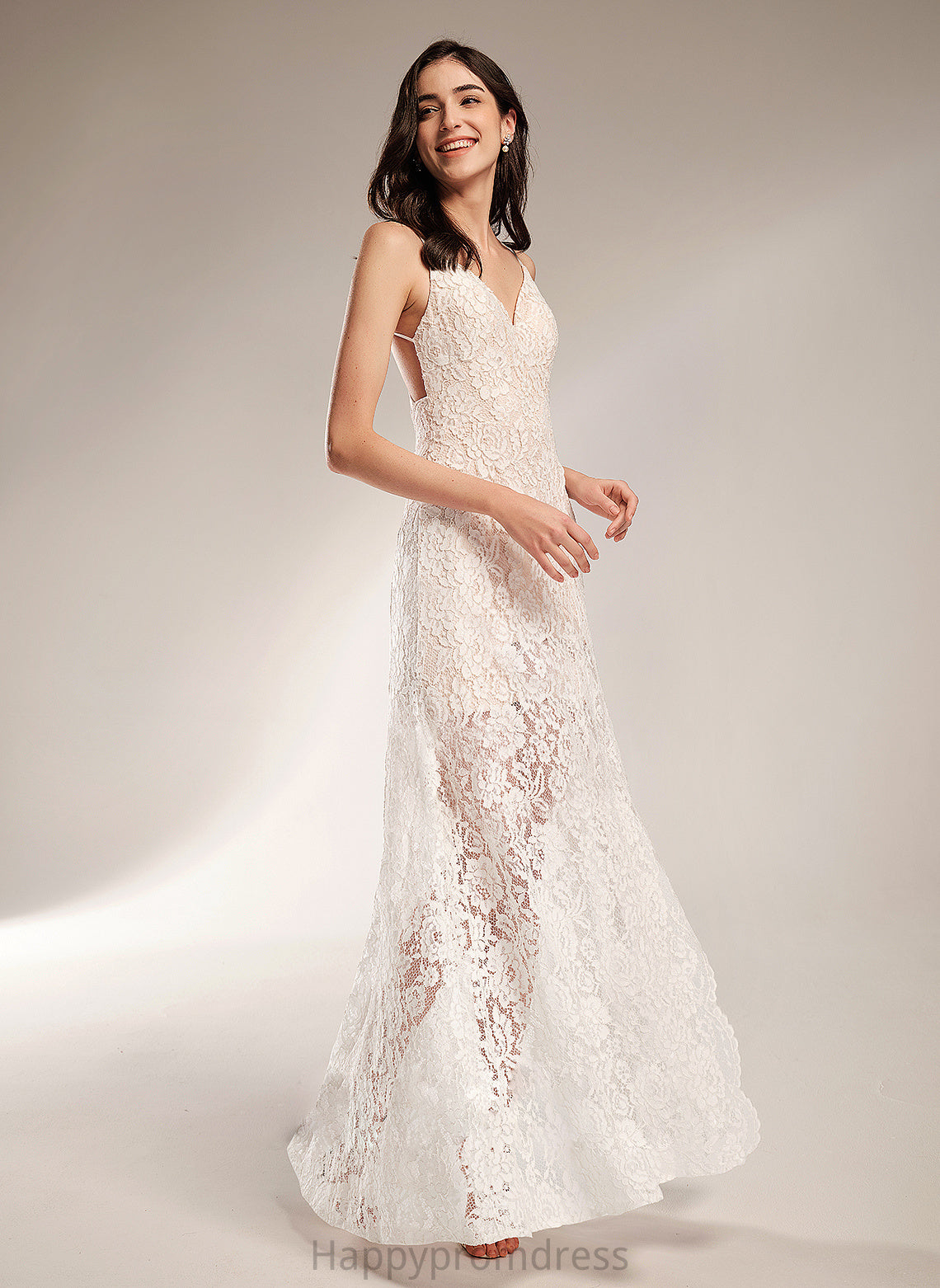 Viv Lace V-neck Wedding Dresses Floor-Length Wedding Sheath/Column Dress