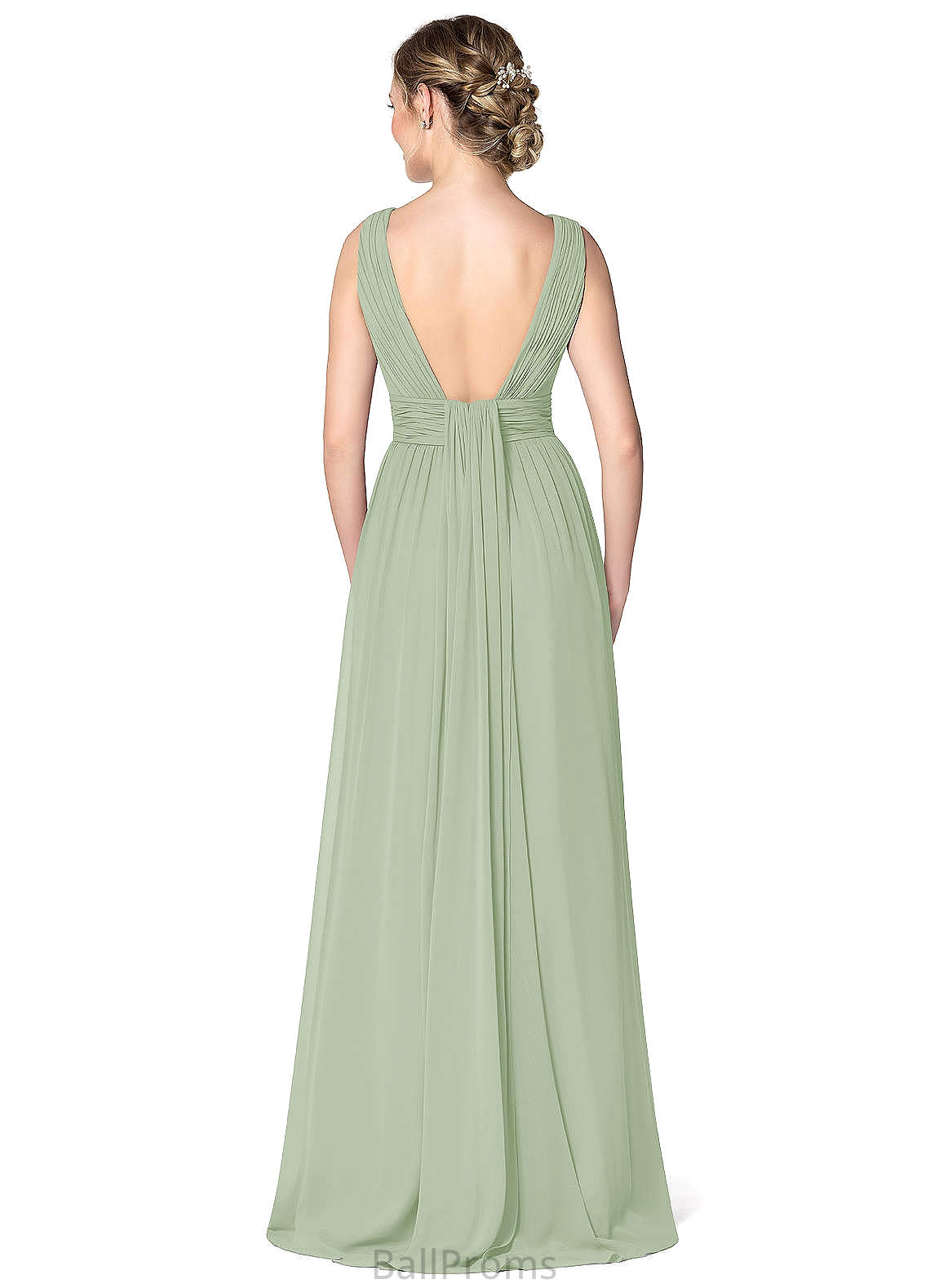 Kamari Natural Waist A-Line/Princess Floor Length Sleeveless Scoop Bridesmaid Dresses