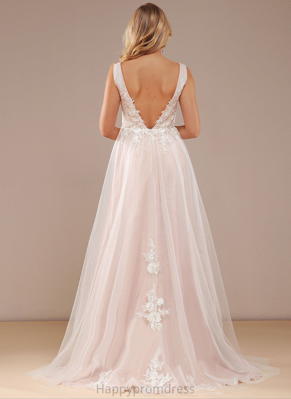 Wedding Ball-Gown/Princess Train With Dress Lace Lace Valerie V-neck Tulle Wedding Dresses Sweep