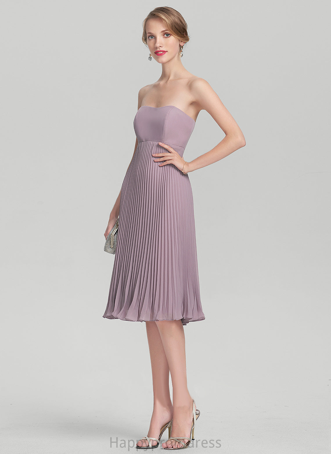 Sweetheart A-Line Dress Pleated With Knee-Length Chiffon Cocktail Marlene Cocktail Dresses