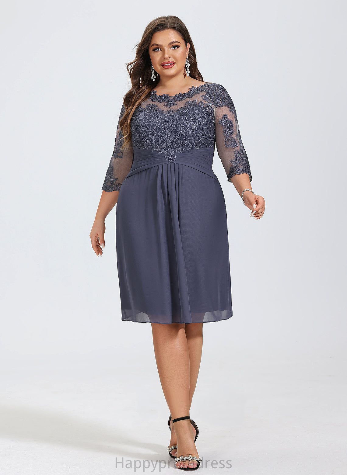 Chiffon Cocktail Dresses Cassandra Dress Cocktail Knee-Length Lace Sheath/Column Scoop Neck