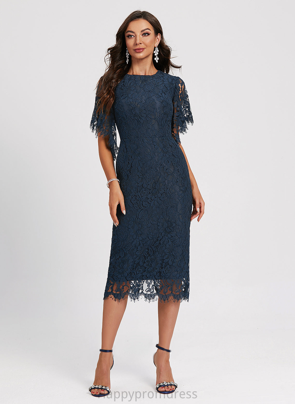 Dress Cocktail Lace Sheath/Column Kenna Knee-Length Neck Scoop Cocktail Dresses