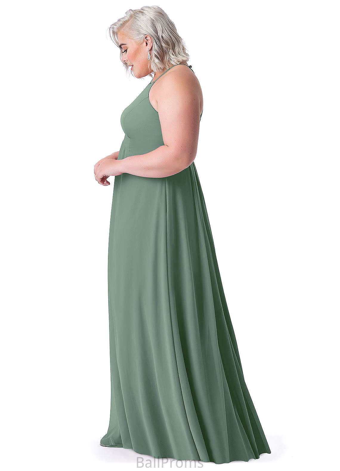 Val One Shoulder Sleeveless Natural Waist Floor Length A-Line/Princess Bridesmaid Dresses