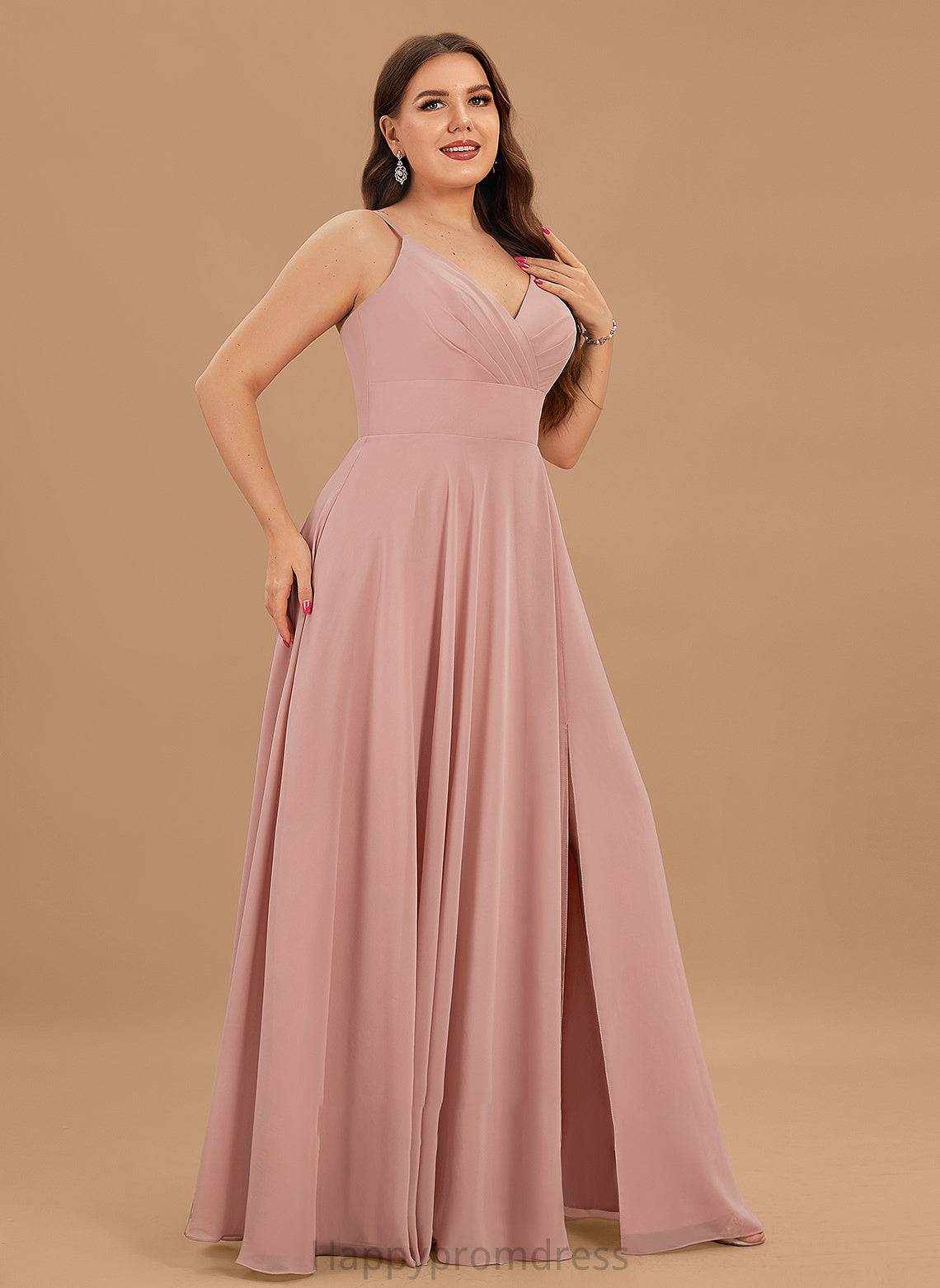 With Prom Dresses Floor-Length Josie V-neck Chiffon Pockets Ruffle A-Line