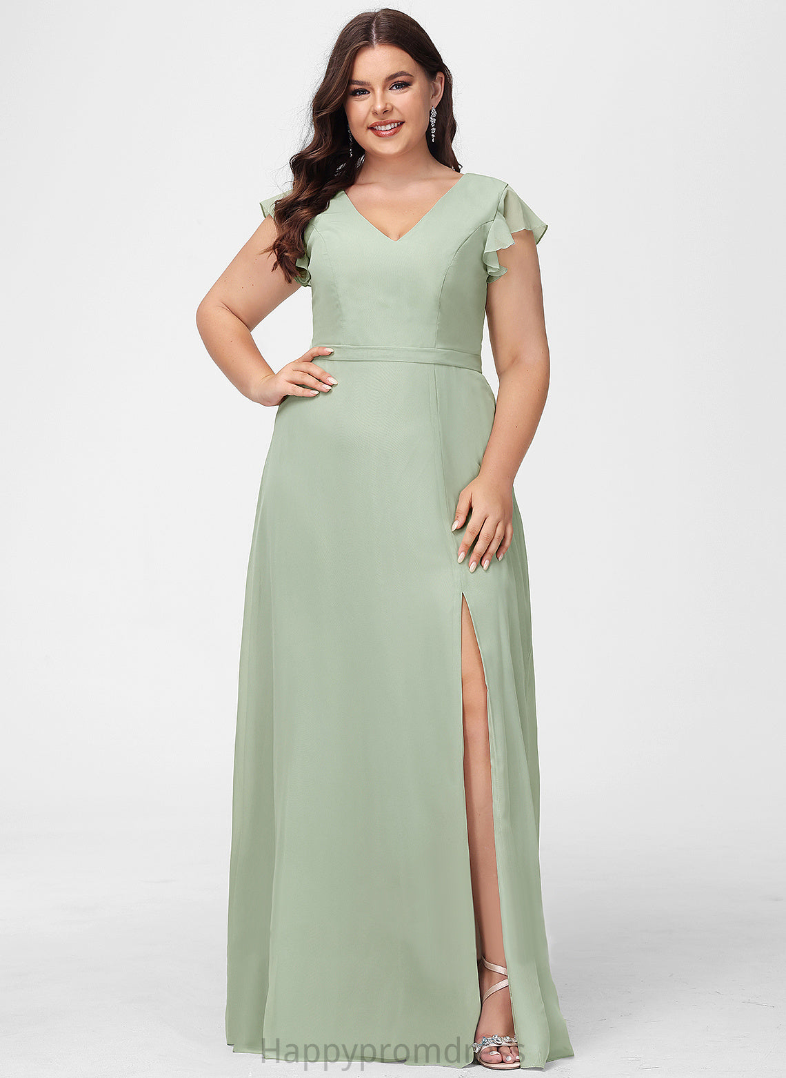 V-neck Floor-Length SplitFront Embellishment A-Line Neckline Fabric Silhouette Length Erica Floor Length Sleeveless Bridesmaid Dresses