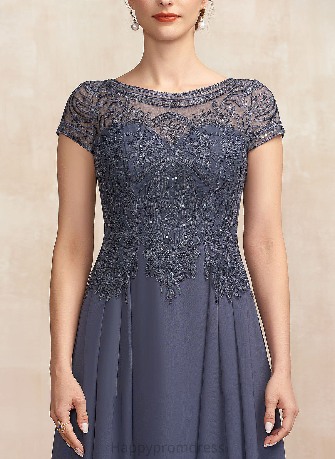 With Dress Scoop of Neck Sequins June Mother A-Line Bride Mother of the Bride Dresses Chiffon Lace the Asymmetrical