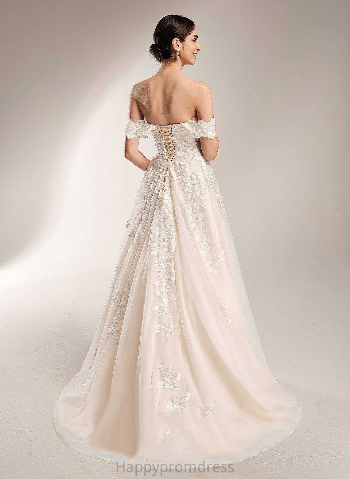 Wedding Dresses Train Chapel Taylor Tulle Ball-Gown/Princess Dress Off-the-Shoulder Lace Wedding