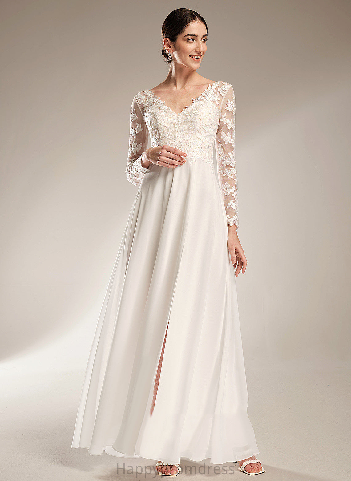 Wedding Dresses Dress Eliza Wedding V-neck A-Line Lace Floor-Length Chiffon