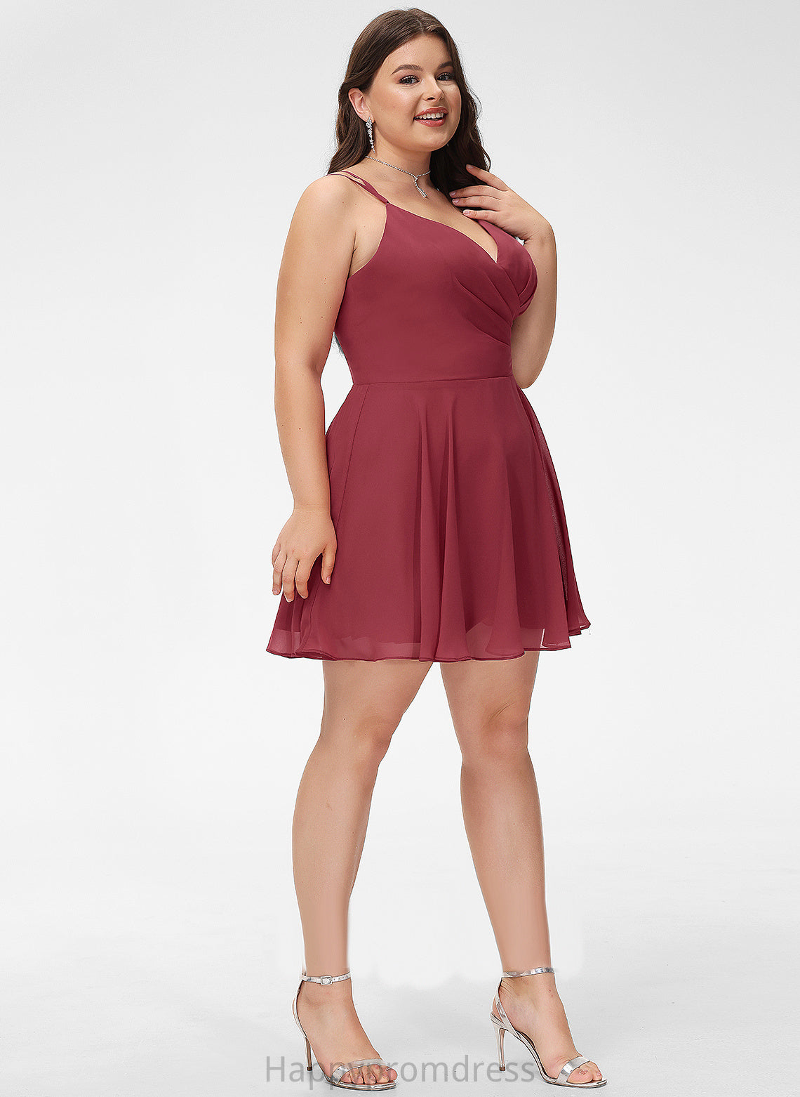 A-Line V-neck Homecoming Dresses Chiffon Homecoming Dress Jocelynn Short/Mini With Ruffle