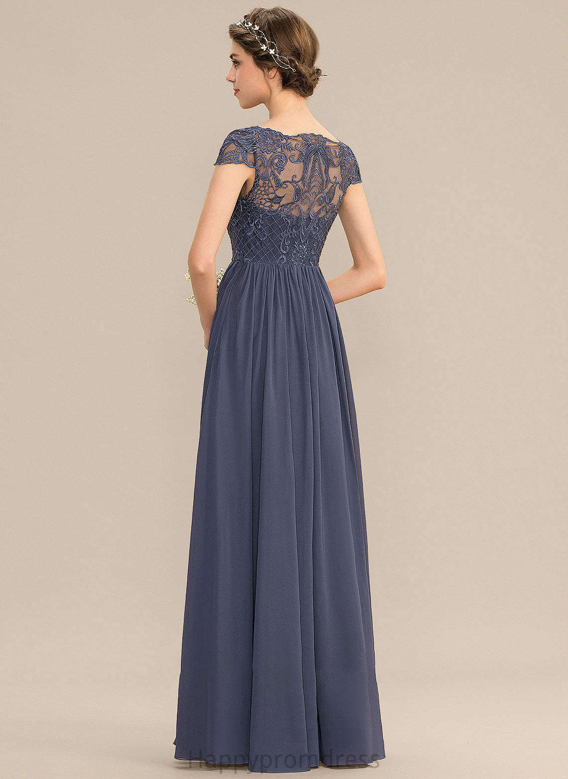 A-Line Length Silhouette Lace Straps Floor-Length Neckline Fabric ScoopNeck Raina Sleeveless A-Line/Princess Bridesmaid Dresses