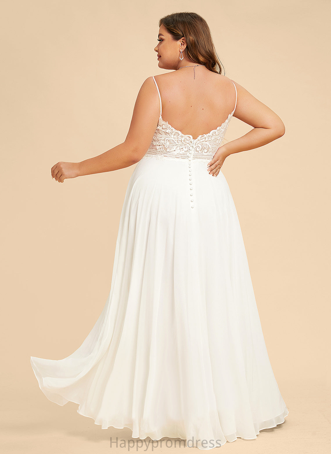 Wedding Floor-Length Dress Wedding Dresses A-Line Sara V-neck Chiffon Lace