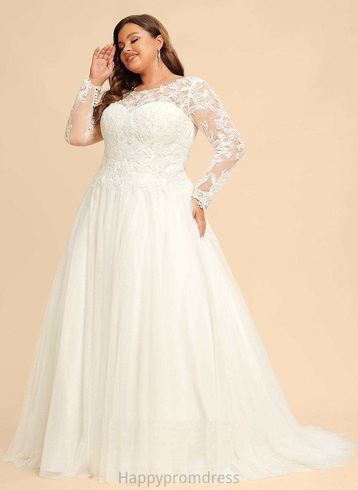 Wedding Sweep Ball-Gown/Princess Reina Lace Train Dress Tulle Wedding Dresses