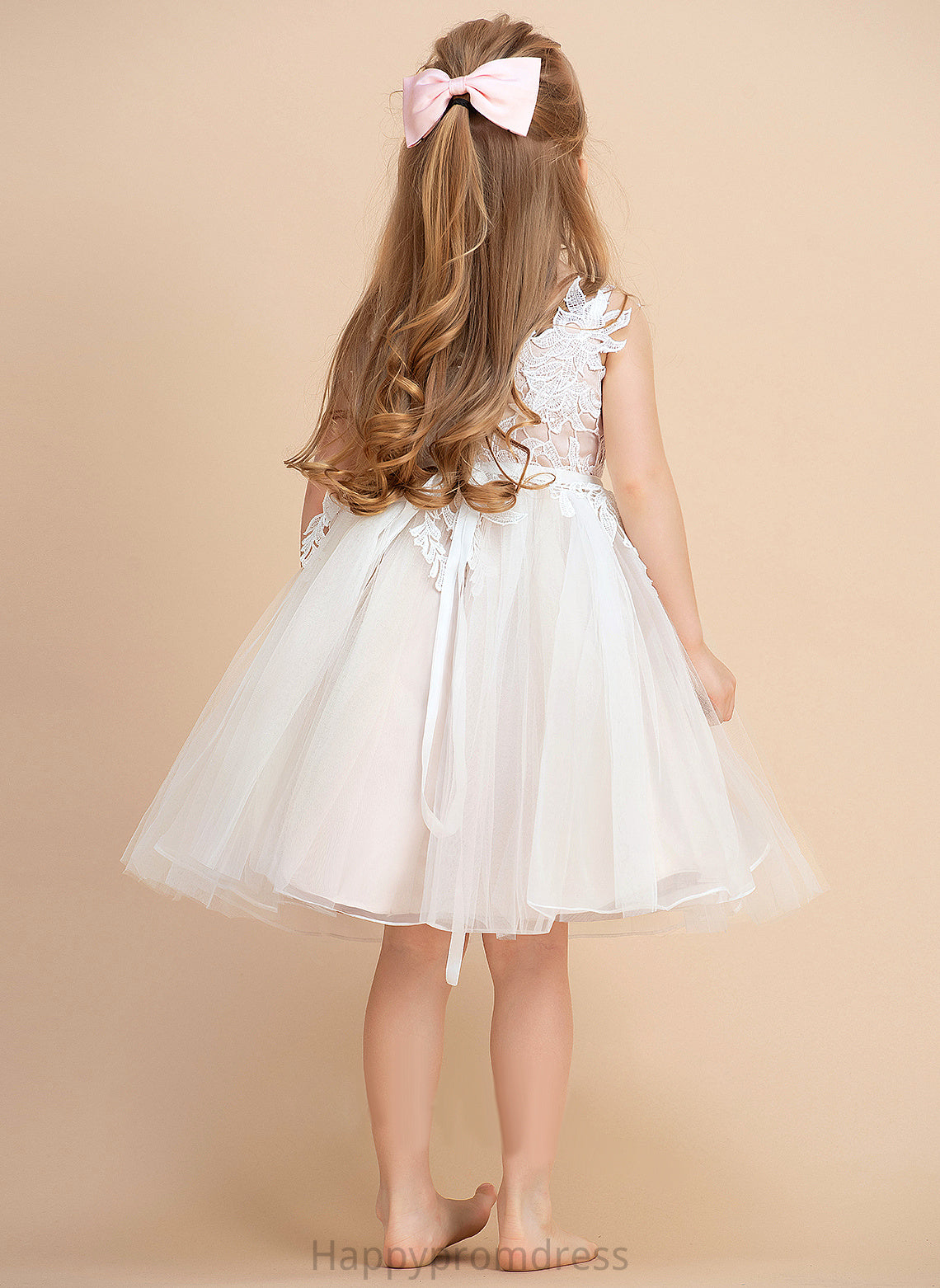 - Sleeveless V-neck/Straps Flower Girl Dresses Girl A-Line Jo Dress Tulle/Lace Knee-length Flower