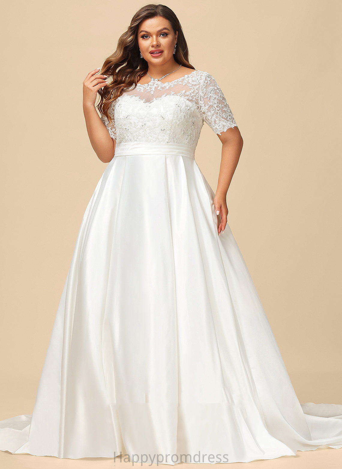 Train Lace Sequins Beading Satin Belen Wedding Pockets Wedding Dresses Dress Court With Ball-Gown/Princess