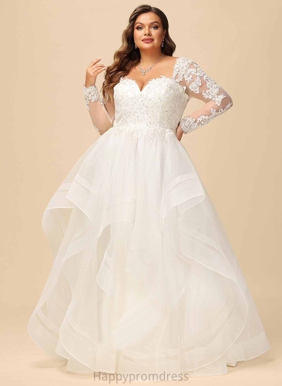 With Ximena Floor-Length Wedding Tulle Sequins Dress Ball-Gown/Princess Wedding Dresses Beading Lace V-neck