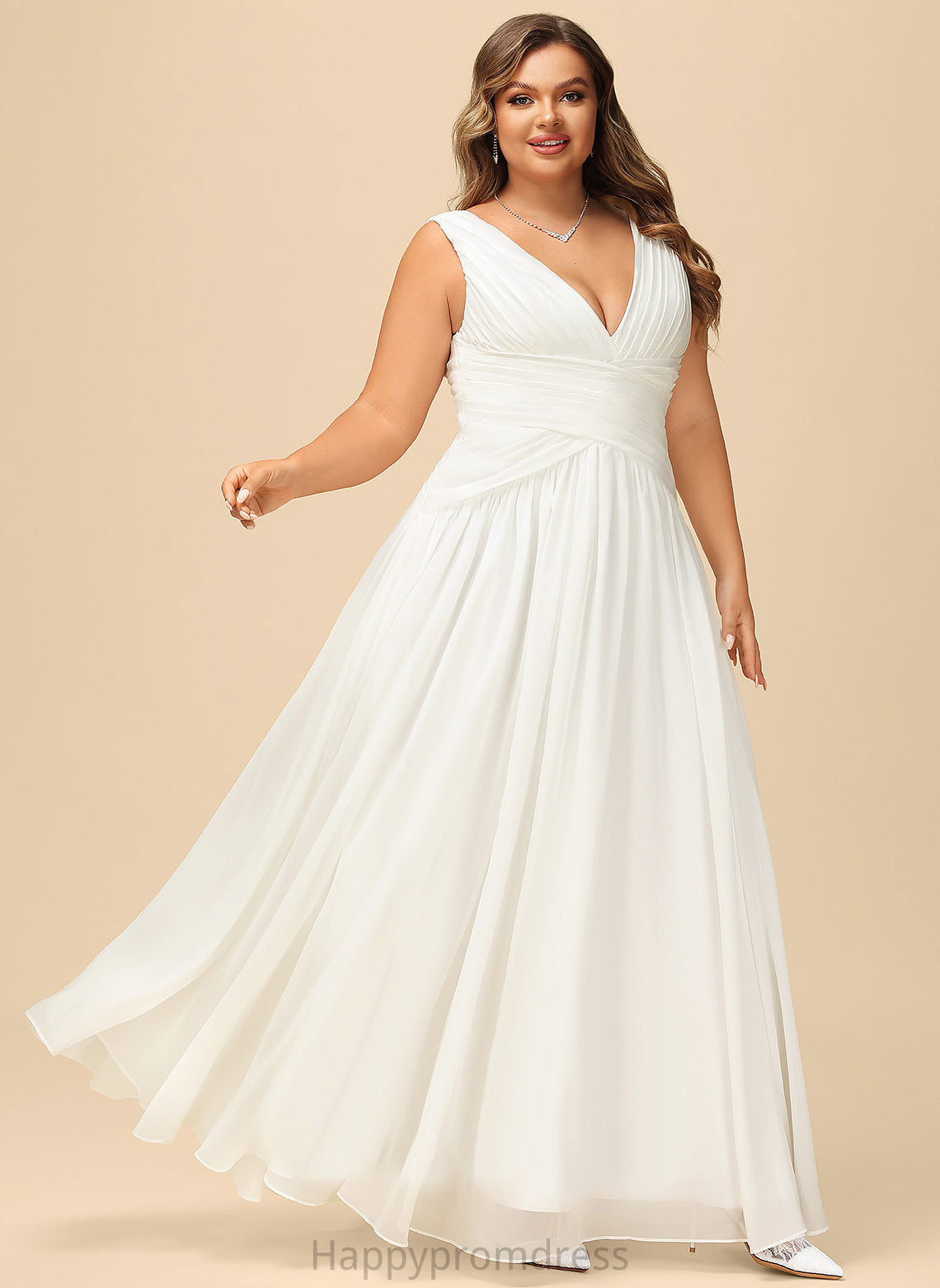 Wedding Dresses Dress With Pleated V-neck Floor-Length Chiffon Wedding Londyn A-Line