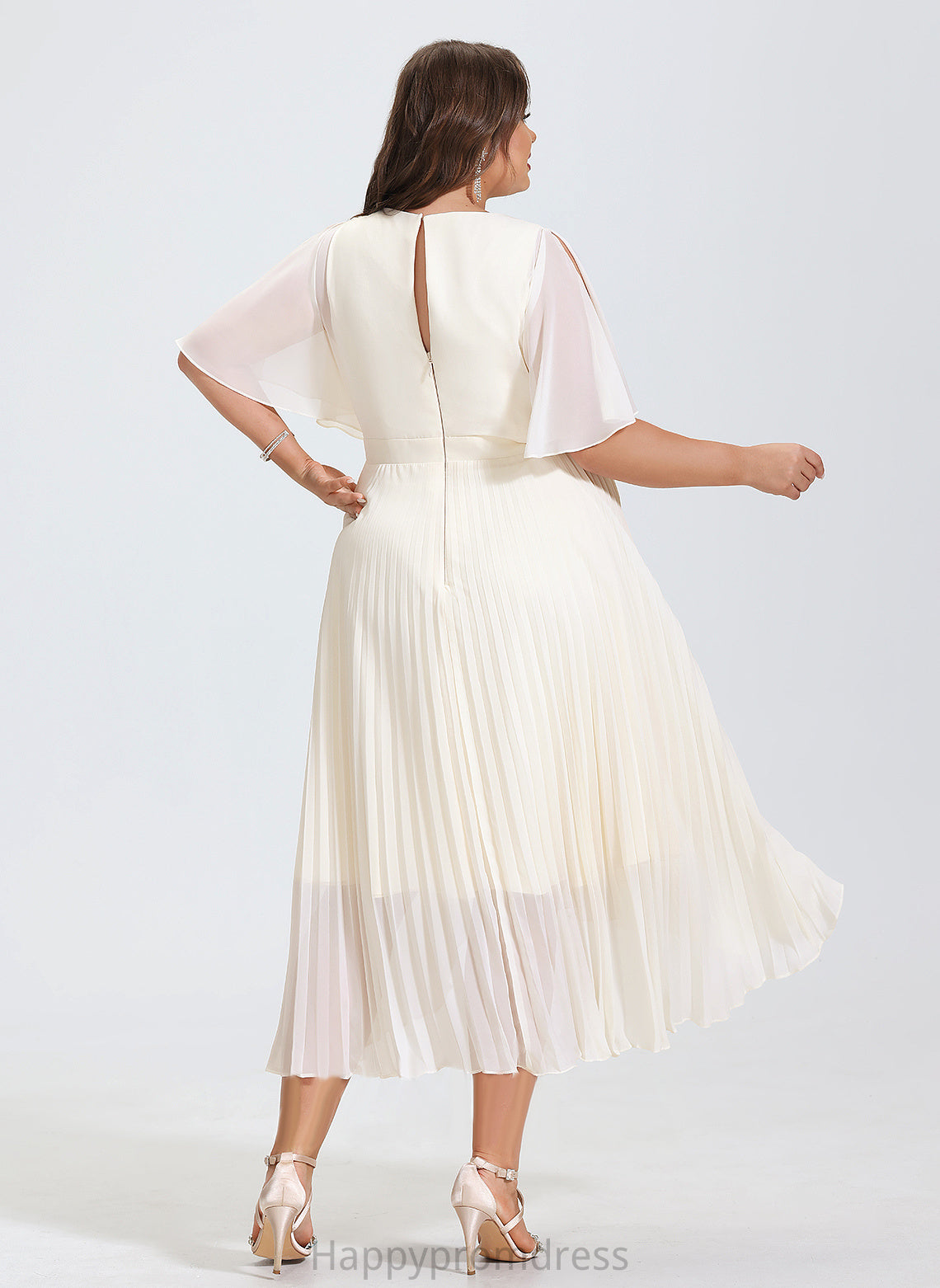 A-Line With Kamila Cocktail Dresses Asymmetrical Cocktail Dress Pleated Scoop Neck Chiffon