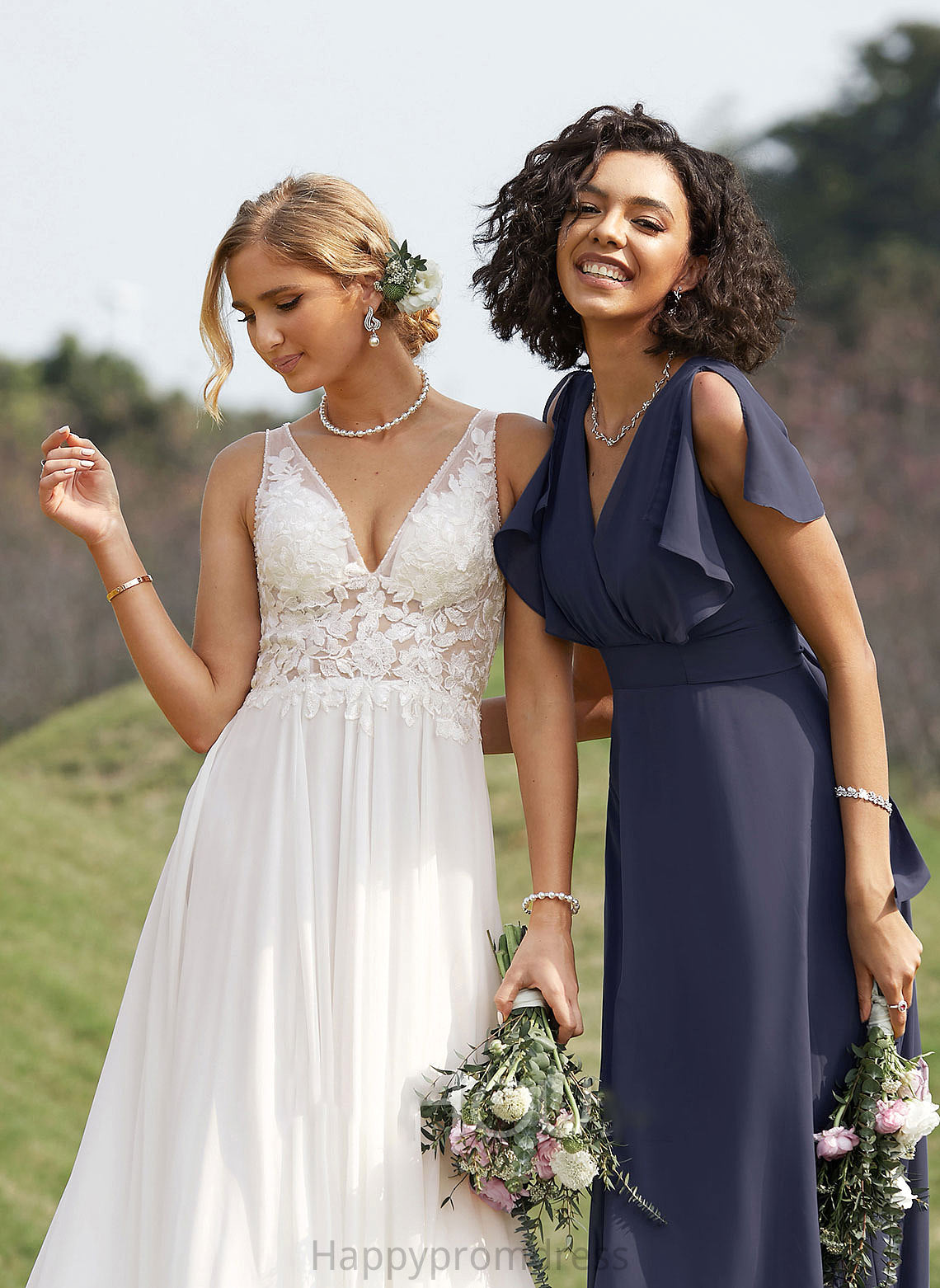 Neckline Fabric Silhouette Length V-neck Floor-Length A-Line Straps Gabriella Floor Length Sheath/Column Sleeveless Bridesmaid Dresses