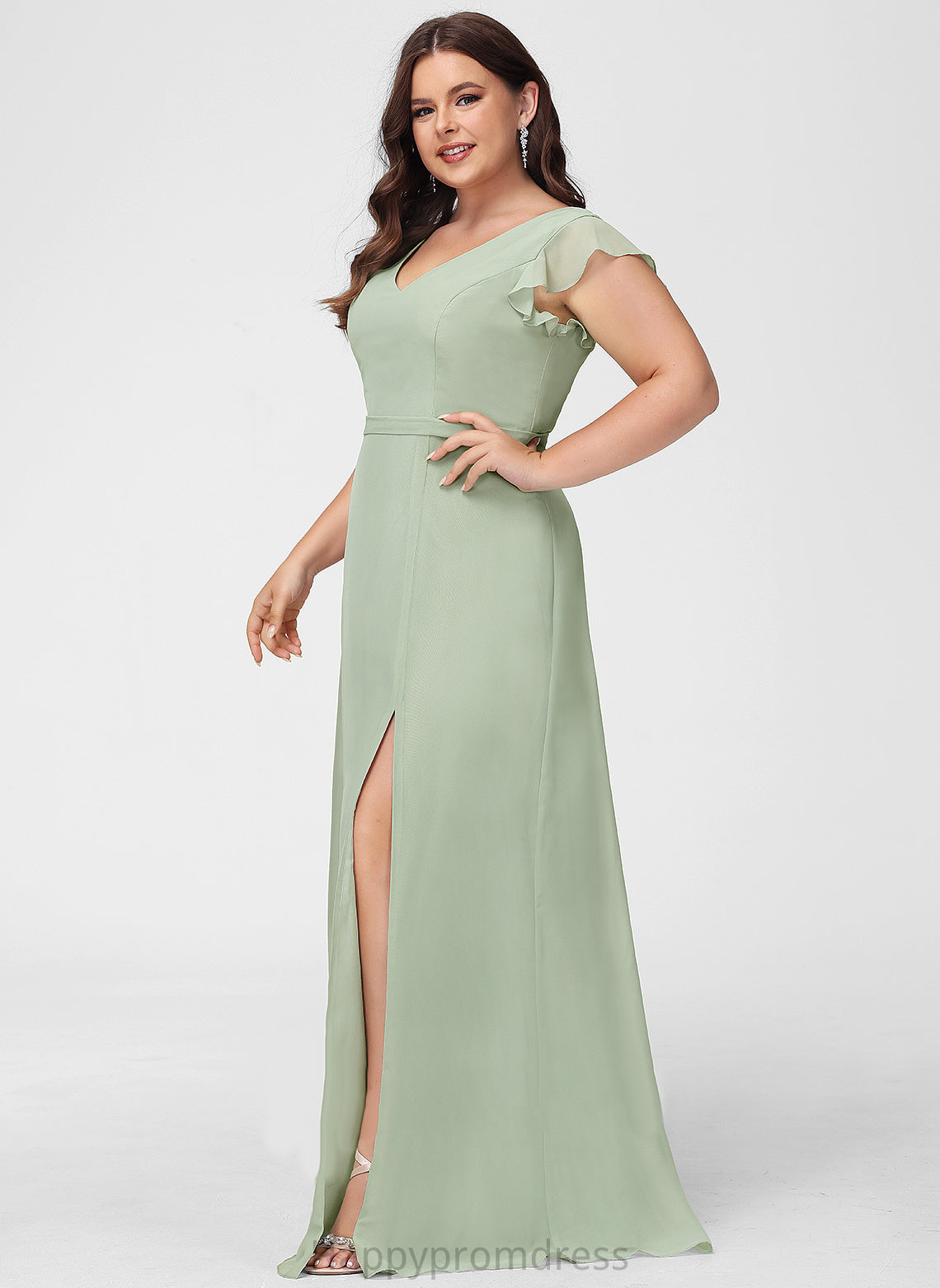 V-neck Floor-Length SplitFront Embellishment A-Line Neckline Fabric Silhouette Length Erica Floor Length Sleeveless Bridesmaid Dresses