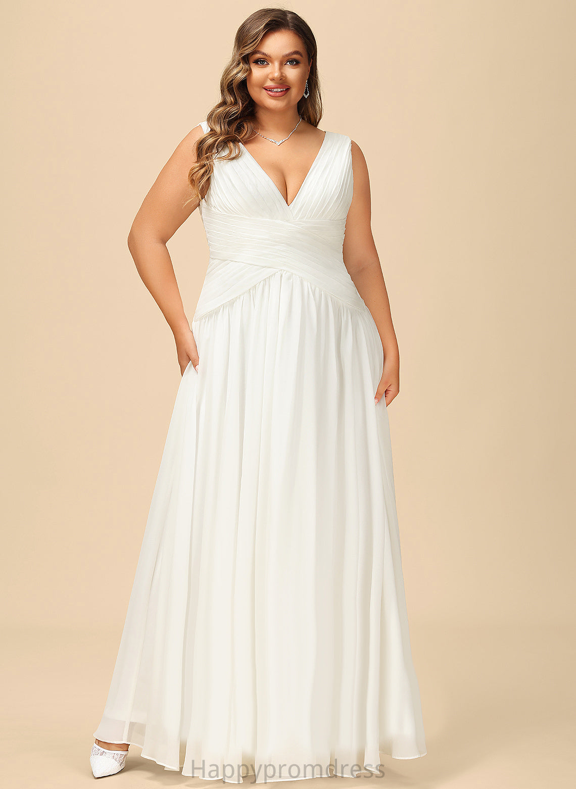 Wedding Dresses Dress With Pleated V-neck Floor-Length Chiffon Wedding Londyn A-Line