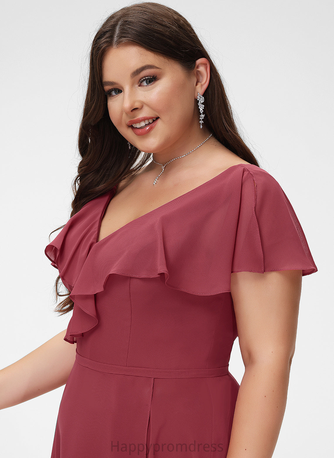 A-Line Dress Cocktail V-neck Asymmetrical With Chiffon Gianna Ruffle Cocktail Dresses