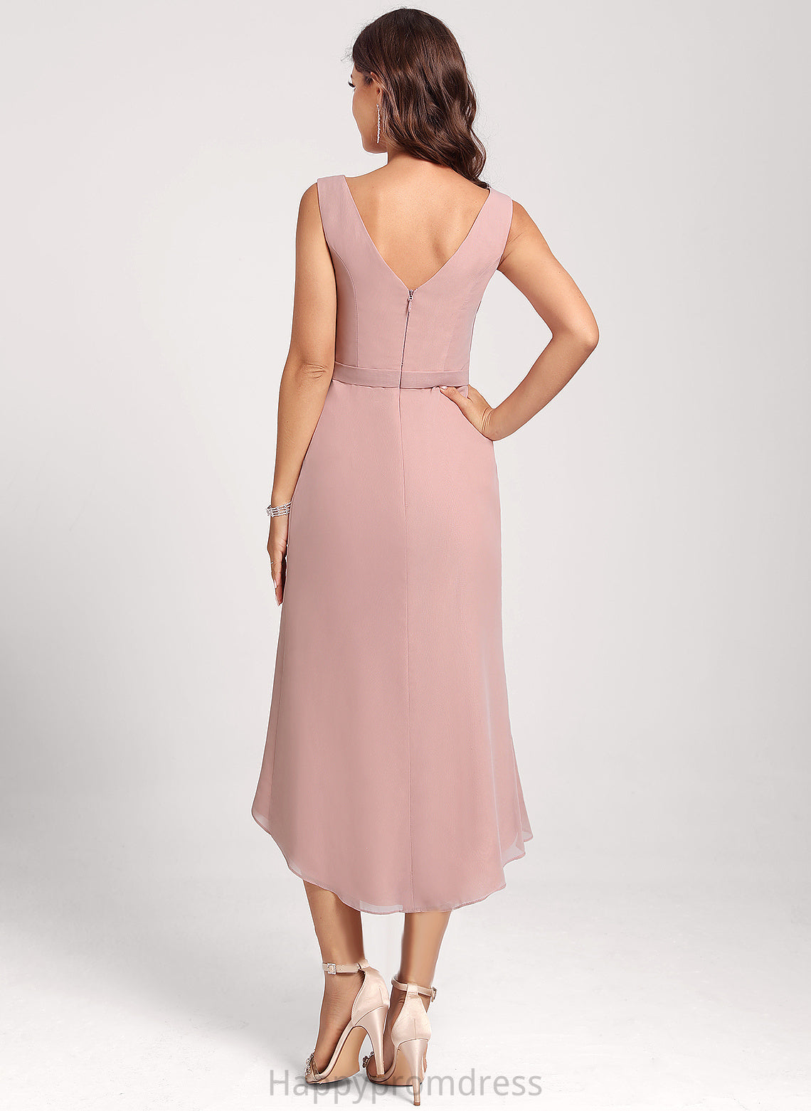 Club Dresses Cocktail Asymmetrical Chiffon Dress V-neck Rosie Sheath/Column