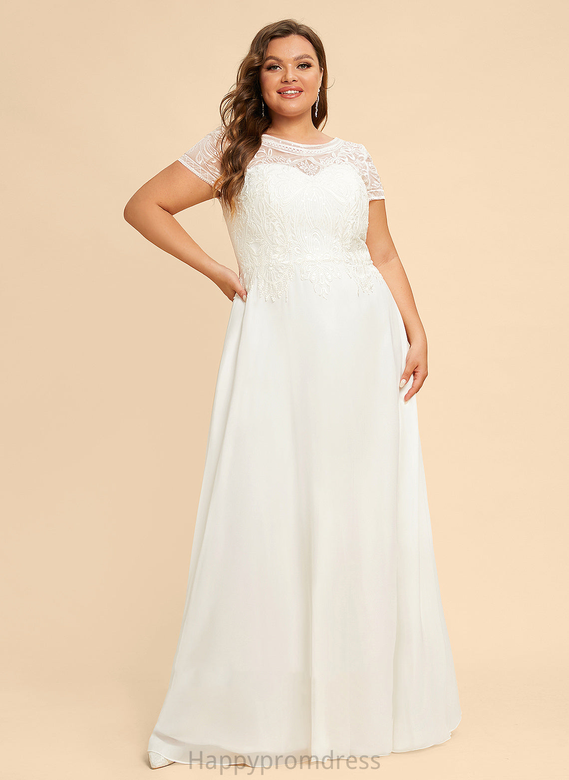 Wedding Dresses Chiffon Camryn Neck Floor-Length With Sequins Lace Scoop Wedding Dress