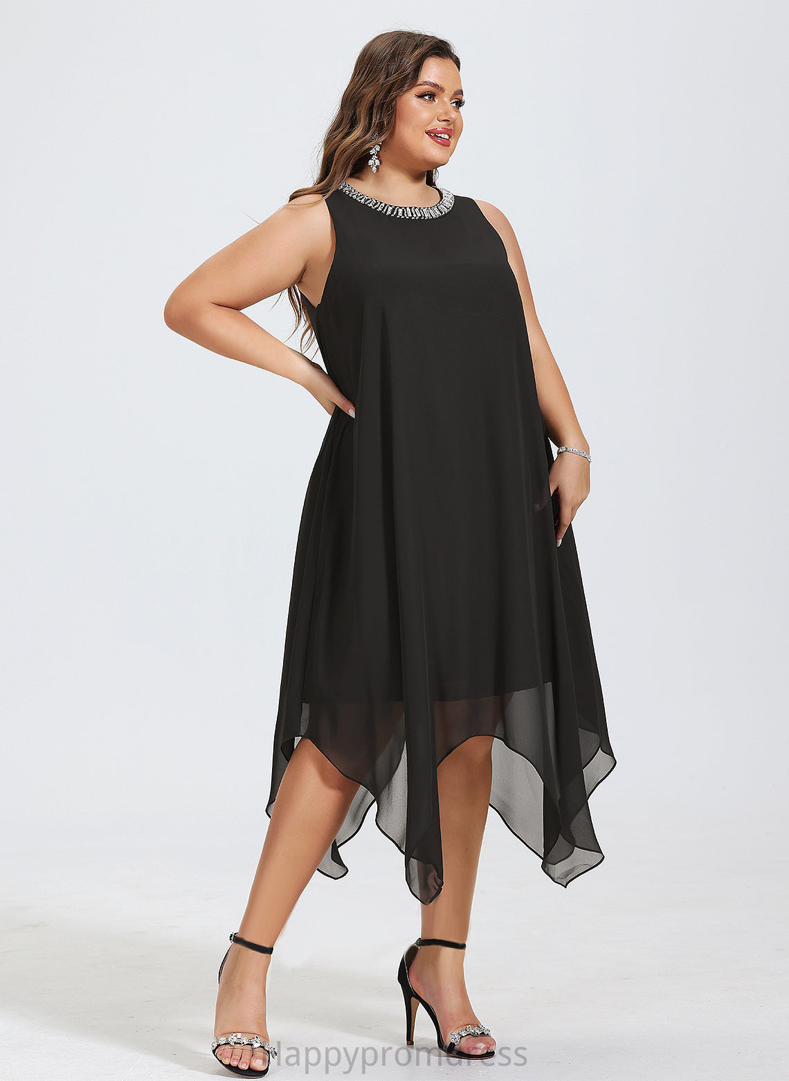 Neck Chiffon Asymmetrical Cocktail Dresses With Lucinda Dress Scoop A-Line Beading Cocktail