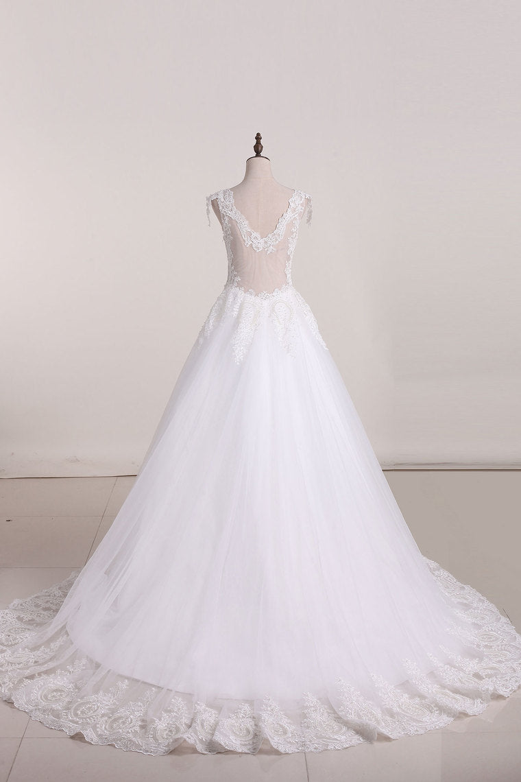 2024 Hot Wedding Dresses Off The Shoulder Ball Gown Tulle With Applique