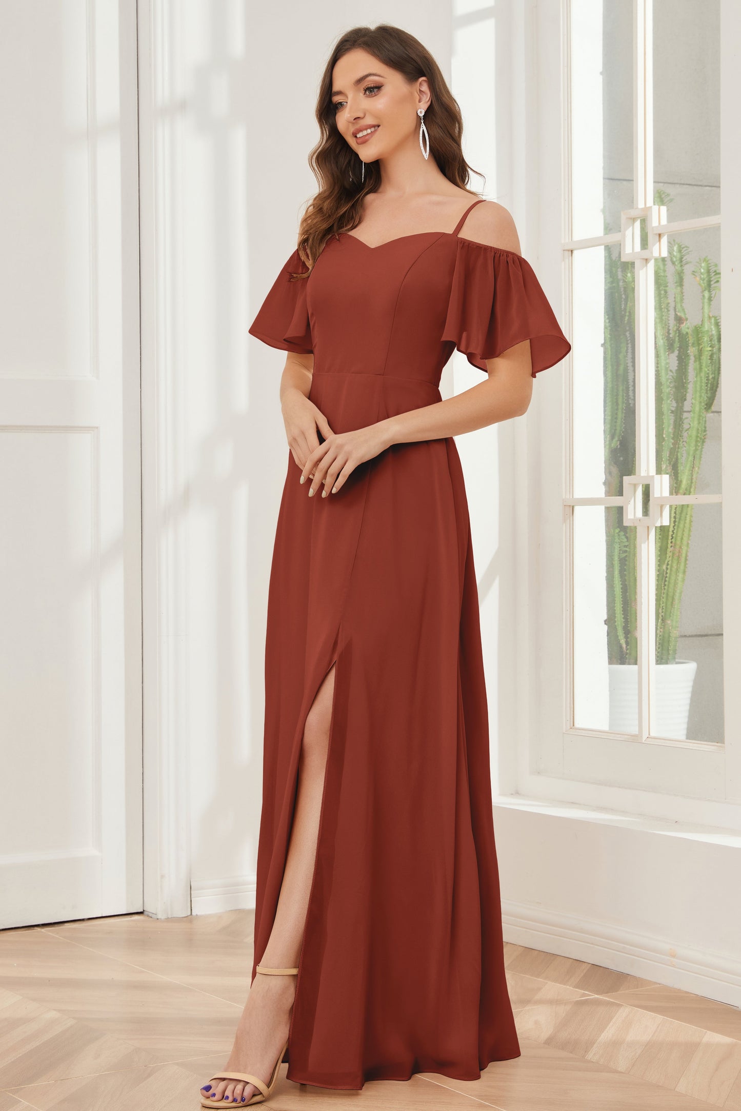 A-line Off the Shoulder Chiffon Bridesmaid Dresses