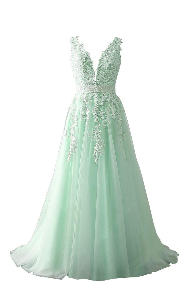 New Arrival Ivory Beading Long Princess Prom Dresses With Lace Appliques