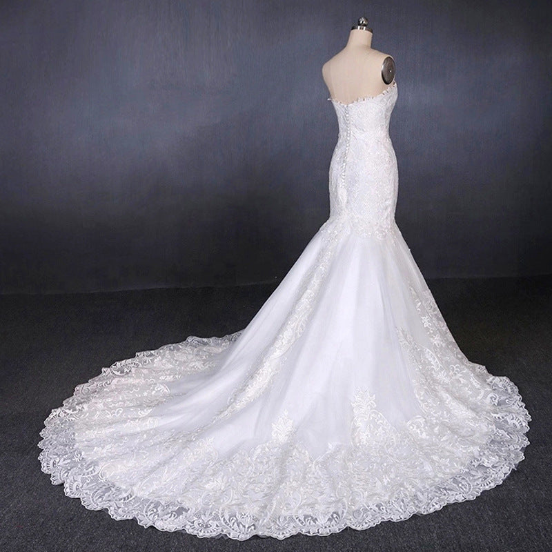 Unique Mermaid Ivory Lace Long Sweetheart Wedding Dresses Wedding Gowns