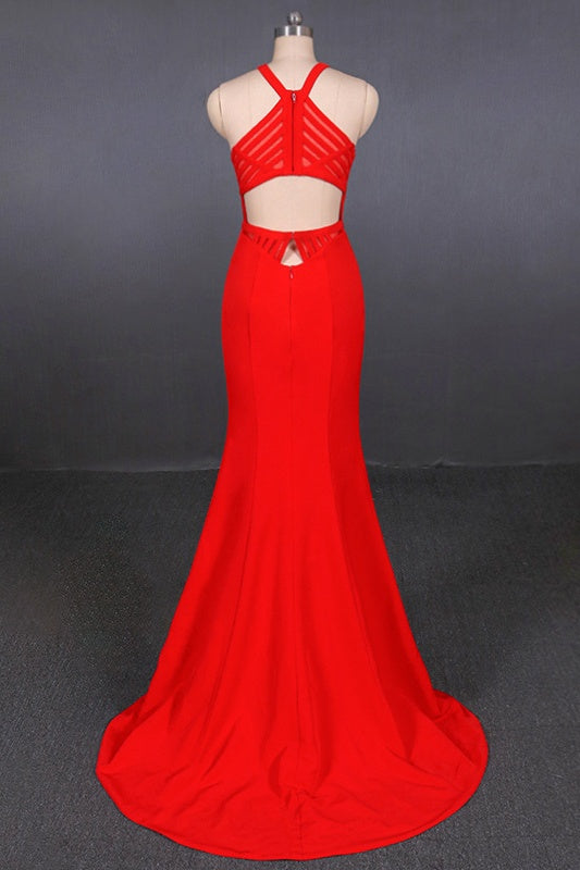 Simple Red Mermaid Long Prom Dresses Elegant Party Dresses Prom Gowns