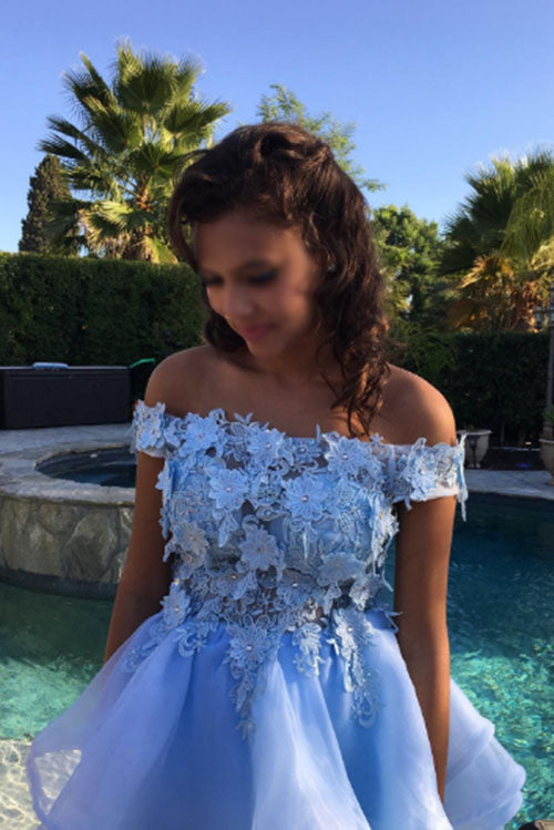 Gorgeous Off the Shoulder Tulle With Appliques Homecoming Dresses