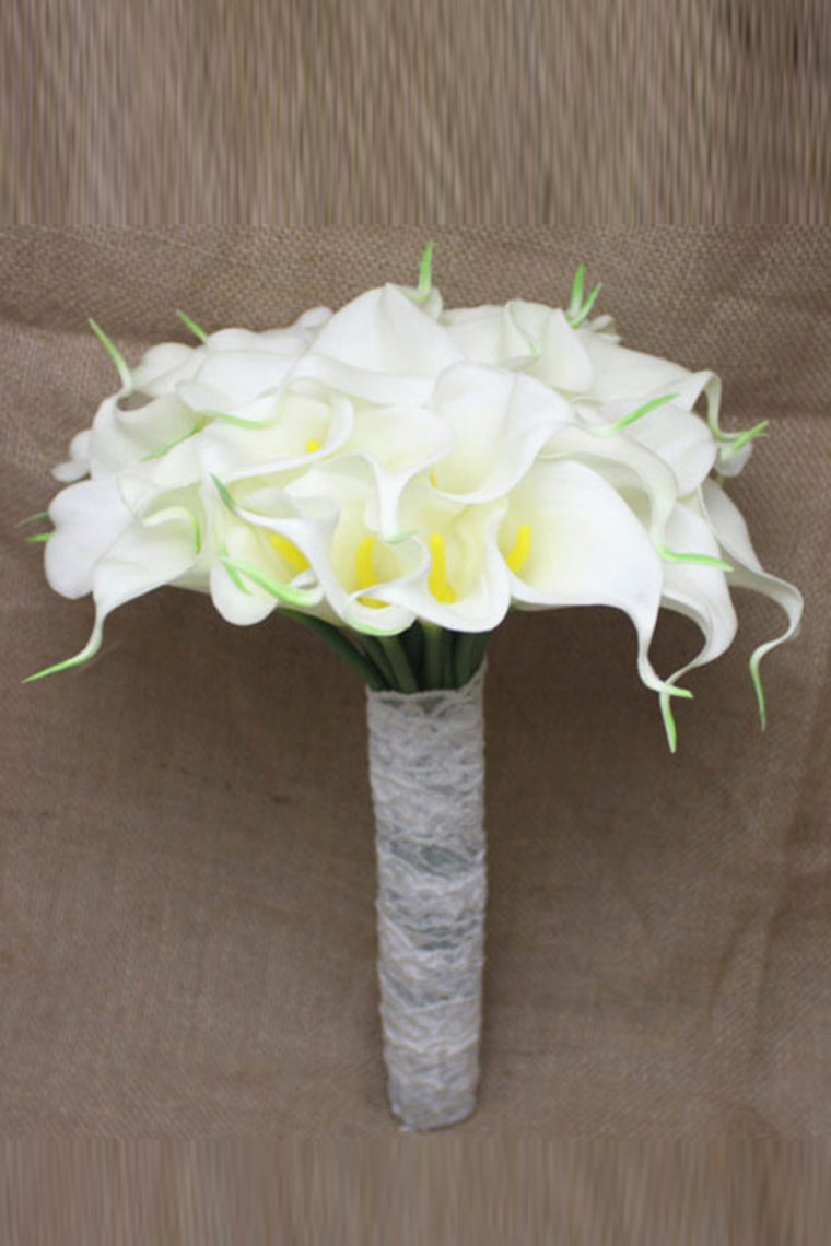 Wedding Bouquet Romantic Callas Holding Flowers And Brooch Pure Handmade (31*24cm)