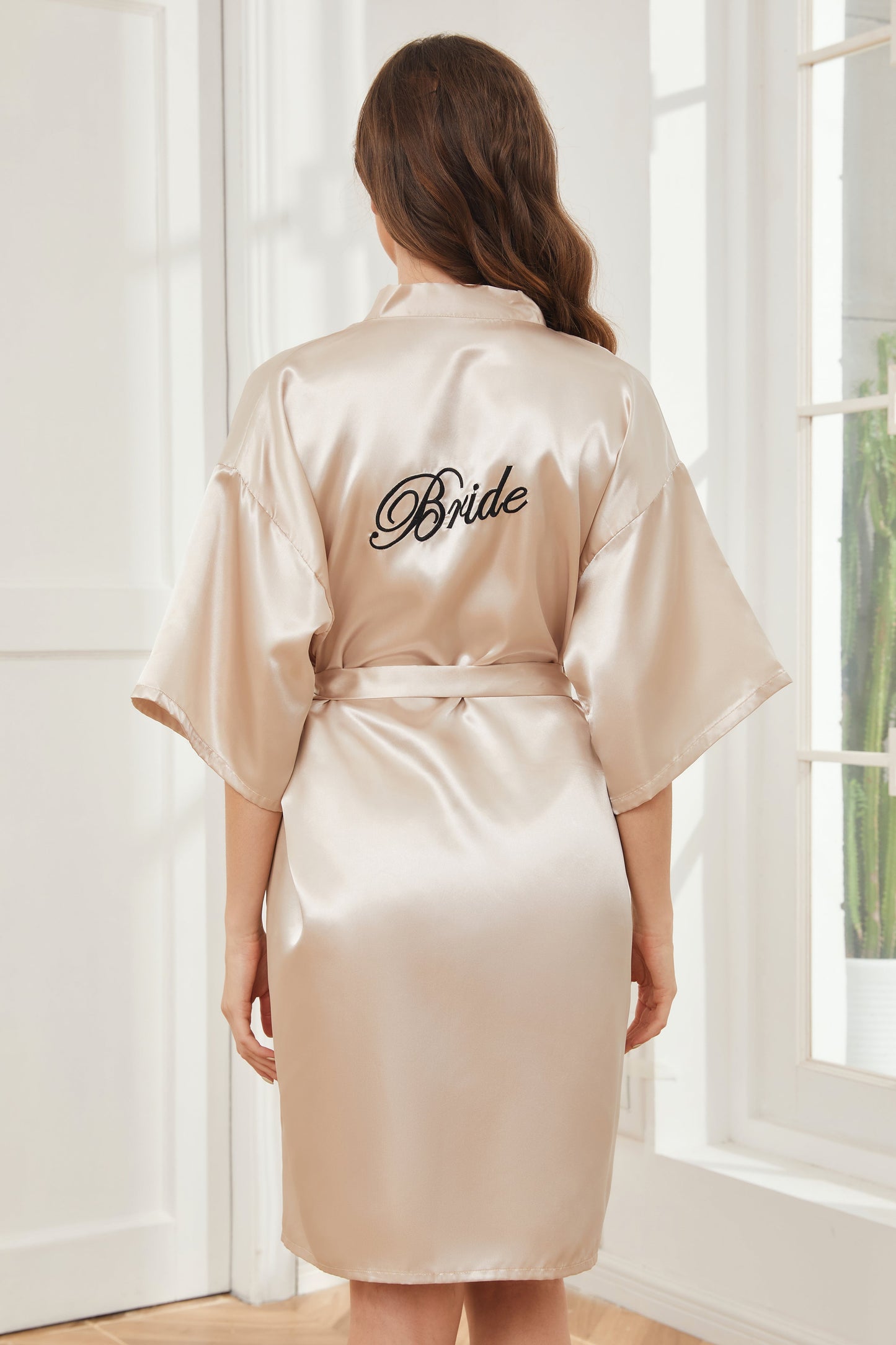 Ready Satin Champagne Robe for Bride